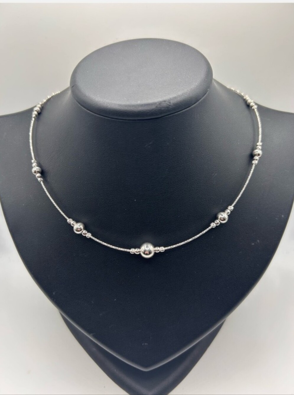 Dyadema Fine Italy Sterling Silver 925 Station Bead Necklace 16-18"
